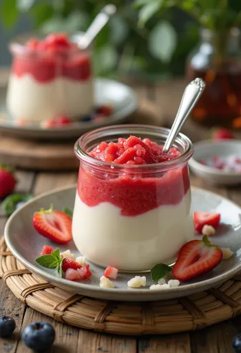 Panna cotta me pure frutash e servirur