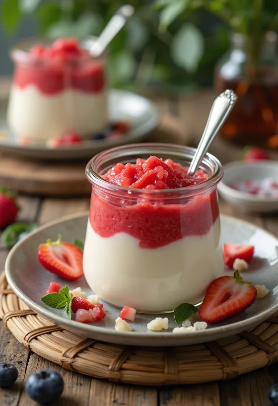 Panna cotta me pure frutash e servirur