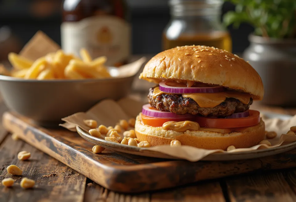 Burger me Gjalpë Kikiriku i servirur